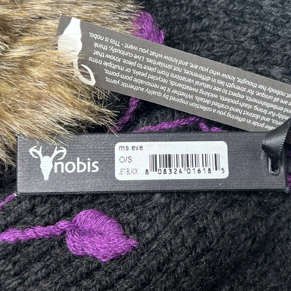 Vintage Nobis Ms. Eve Knit Beanie Faux Fux Ear Flap Aviator Hat Pilot Cap